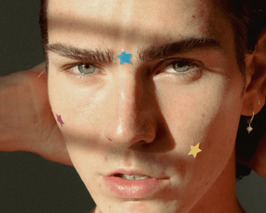 Holographic Star Pimple Patches on boys face healing pimples, zits and whiteheads